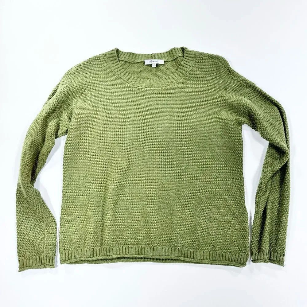 Madewell Seagrove green cotton pullover sweater XS